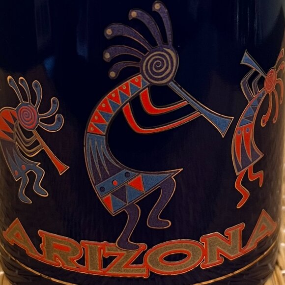 ARIZONA Kokopelli Flute Player Cobalt Blue Ceramic Souvenir Mug ~ Native America - Picture 8 of 10